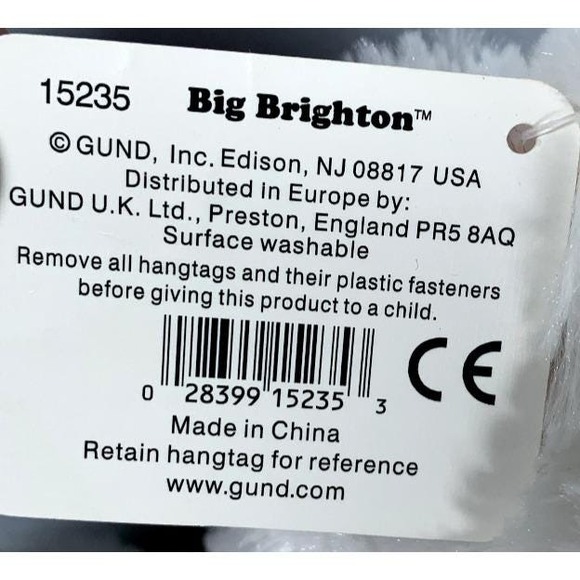 Gotta Getta Gund Big Brighton 16" White Plush Stuffed Teddy Bear w/ Ribbon 15235 - Picture 7 of 7